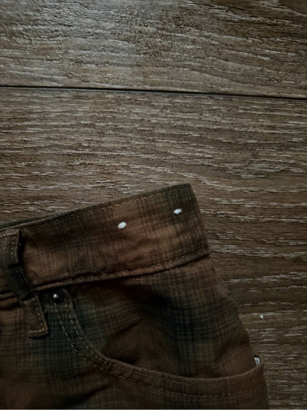 GAP Brown and Olive Plaid Flat Front Shorts